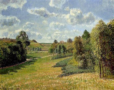 Berneval Meadows, Morning - Camille Pissarro - WikiArt.org | Landscape paintings, Landscape ...