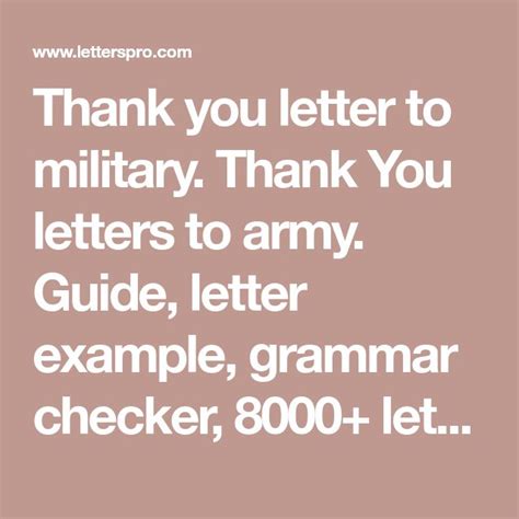 Thank you letter to military. Thank You letters to army. Guide, letter example, grammar checker ...