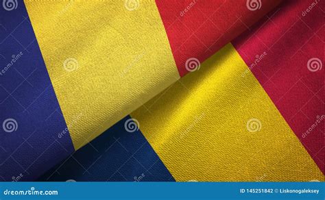 Romania and Chad Two Flags Textile Cloth, Fabric Texture Stock Illustration - Illustration of ...