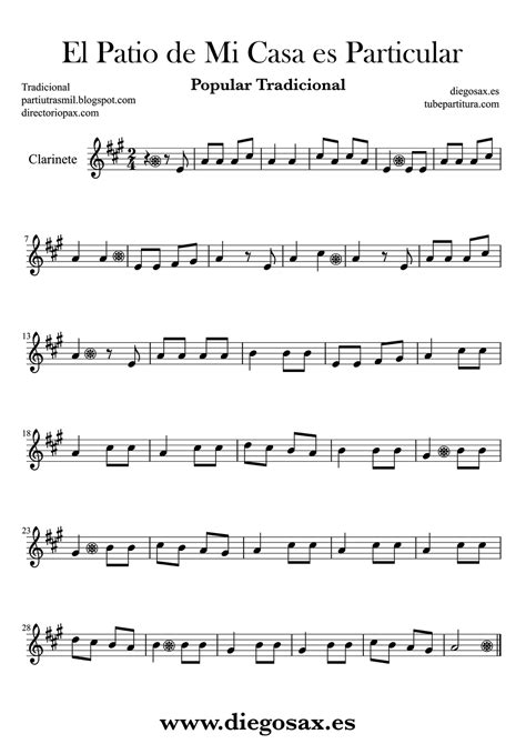 tubescore: The Coutyard of my House Sheet Music for Clarinet for beginners Children song Music ...