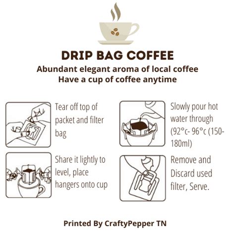 Coffee Drip Bag Instruction Infographic | Coffee packets, Coffee brewing, Drip coffee