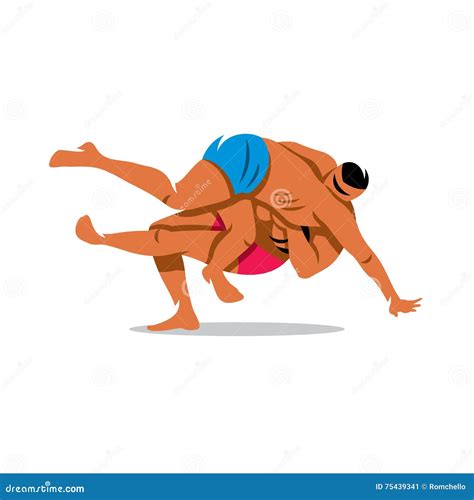 Vector Two Kabaddi Players. Cartoon Illustration. Stock Vector ...