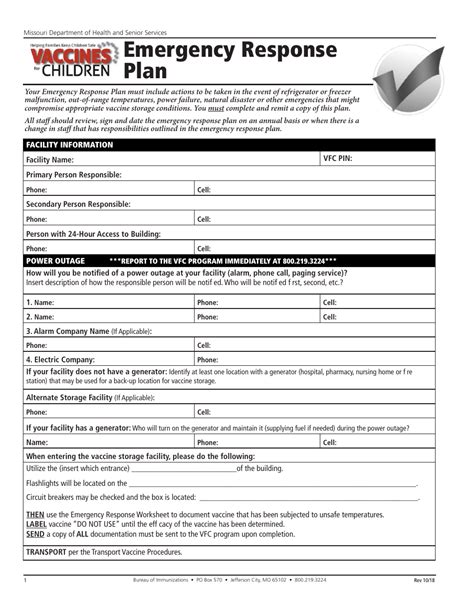 Consolidated Emergency Response/Contingency Plan Template