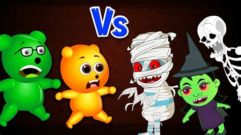 Mega Gummy bear visits Halloween Haunted House finger family Rhyme for ... | Finger family ...