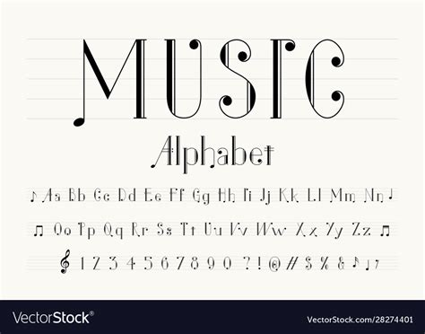 Music font Royalty Free Vector Image - VectorStock