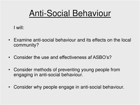 PPT - Anti-Social Behaviour PowerPoint Presentation, free download - ID:869347