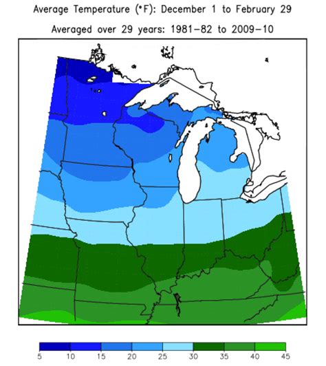 Average winter temperature for the Midwest region | Scenarios for Climate Assessment and Adaptation