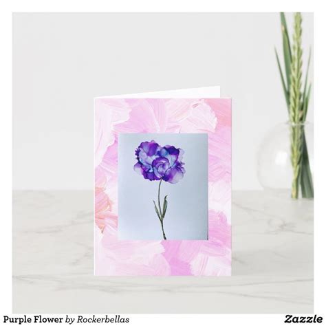 a card with a purple flower on it