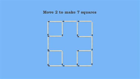 Move 2 Matches to Make 7 Squares Matchstick puzzle | Suresolv