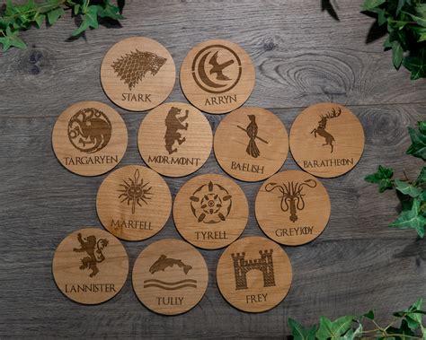 House Tyrell Game of Thrones Wooden Coasters with House Sigil - Winmark ...