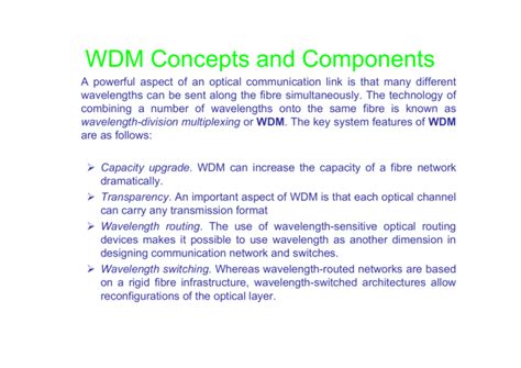 WDM Concepts and Components