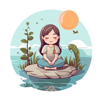 Calm Clipart Girl Calm In Meditation To Find Peace And Calm Cartoon Vector, Calm, Clipart ...