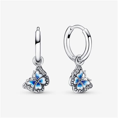 Blue Butterfly Hoop Earrings | Sterling silver | Pandora US