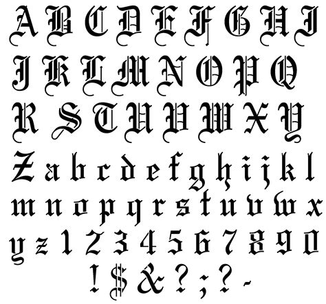 Old English font | Tattoo fonts alphabet, Tattoo lettering fonts ...