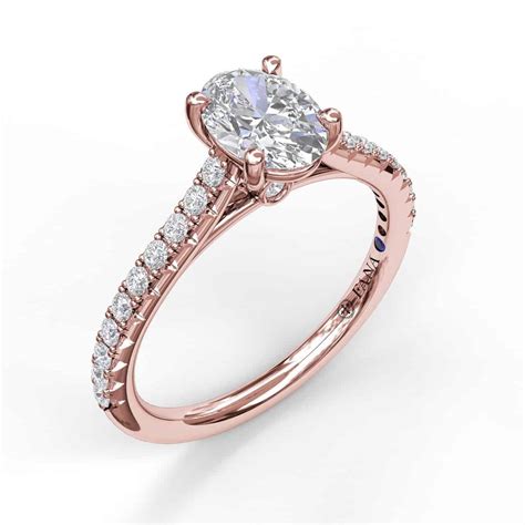 Oval Solitaire in Cathedral Setting Engagement Ring Set in Rose Gold - The Diamond Room