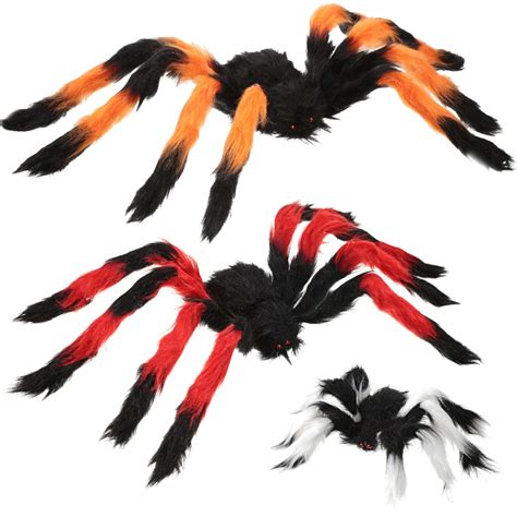 3 Pieces Halloween Colored Giant Fake Spiders, Fake Colorful Spider Scary Hairy Spider ...