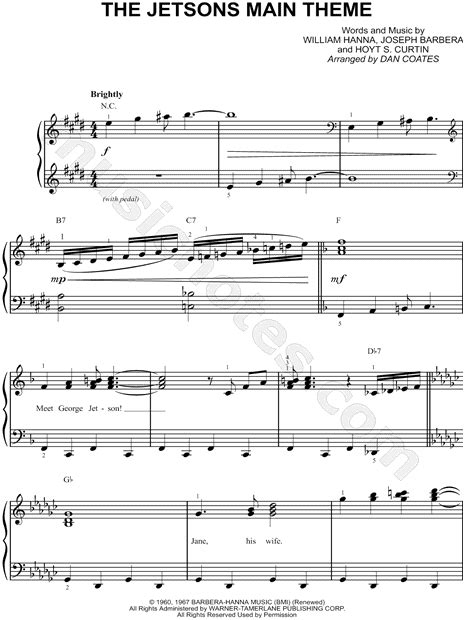 "The Jetsons Main Theme" from 'The Jetsons' Sheet Music (Easy Piano) in ...