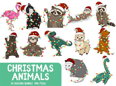 Christmas Animals Sublimation Bundle PNG Christmas Gift - Etsy