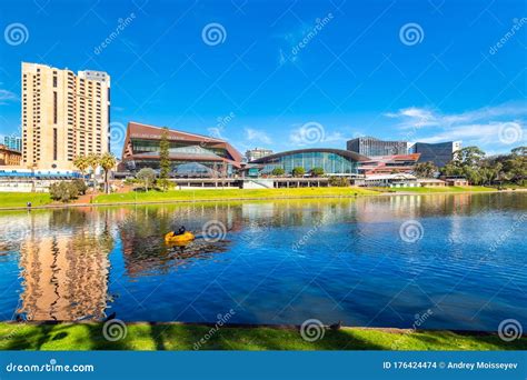 Adelaide City Skyline by Torrens River Editorial Stock Image - Image of entertainment, district ...