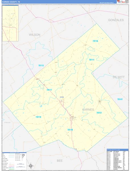 Karnes County, TX Zip Code Wall Map Basic Style by MarketMAPS - MapSales