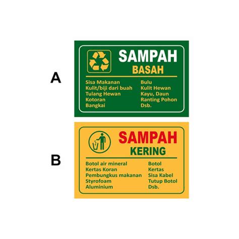 Jual STIKER sign STIKER SAMPAH BASAH DAN SAMPAH KERING UK 15×10CM ...