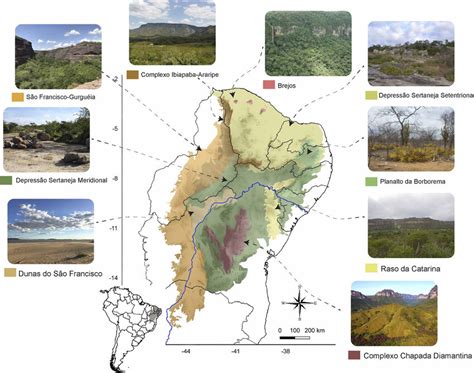 Caatinga map showing the geographic location and coverage of the study ...