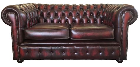 Chesterfield London 100% Genuine Leather Two Seater Sofa Oxblood Red UK ...