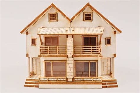 3D DUPLEX WOODEN HOUSE MODEL KIT HO scale 1/87 Miniature Home Kits Sets Diorama | eBay ...