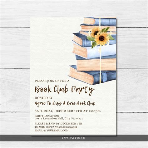 Book Club Invitation Book Party Invitation Vintage Book - Etsy