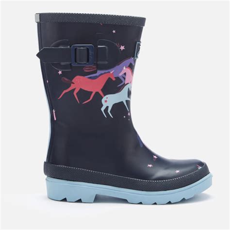 Joules Kids' Printed Wellies - Navy Magical Unicorn | FREE UK Delivery | Allsole