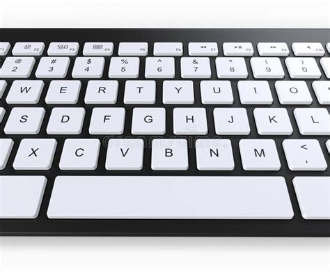 Black Keyboard With White Keys, Front Closeup Shot. Stock Illustration ...