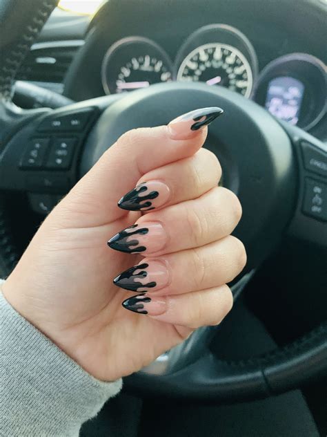 Black Drip Nails | Drip nails, Swag nails, Nails