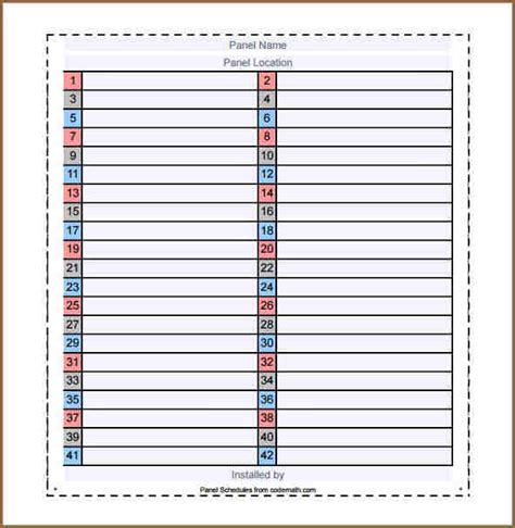 Electrical Panel Label Template | printable label templates