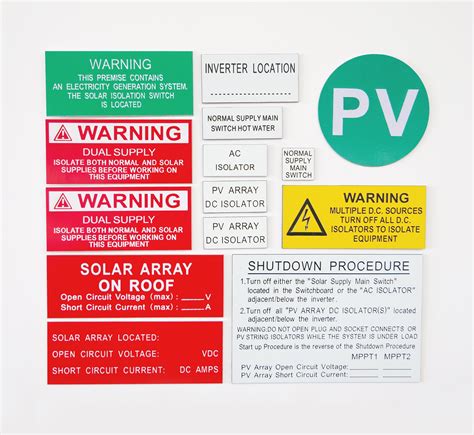 Solar PV Warning label kit