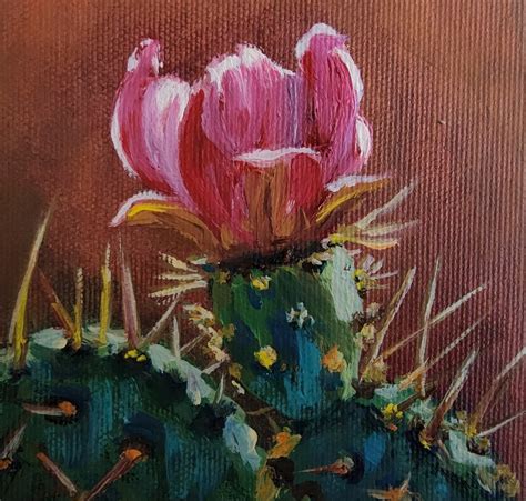 Cactus Painting Original Art Flower Oil Painting Still Life Painting Artwork Small Oil Painting ...