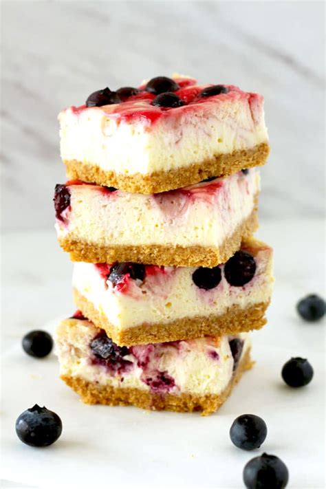 Mixed Berry Swirl Cheesecake Bars | Lemon Blossoms