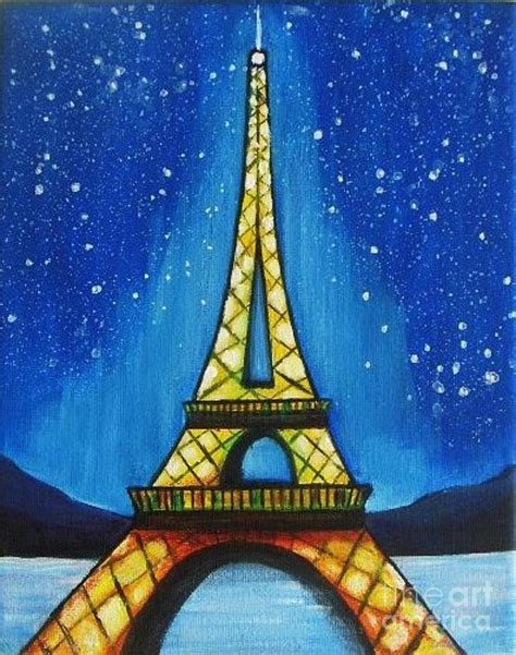 Eiffel Tower In Starry Night Painting by Vesna Antic