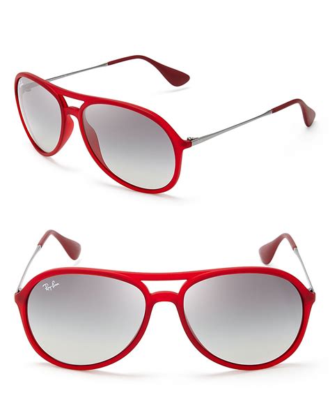 Ray-ban Double Bar Aviator Sunglasses in Red for Men (Transparent Red ...