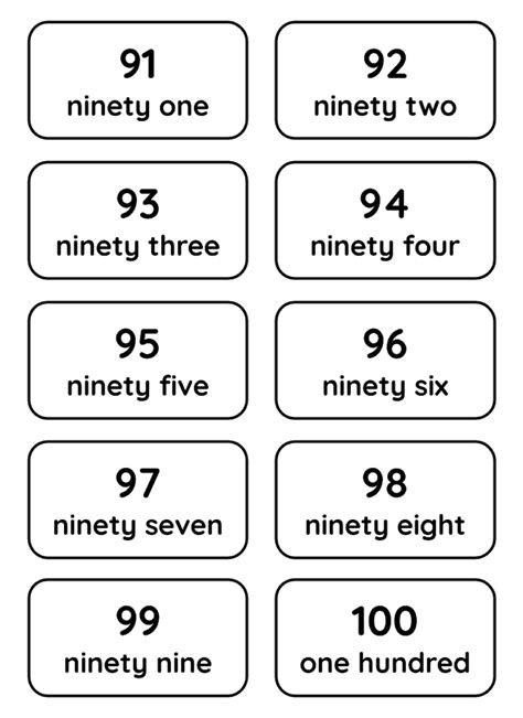 Numbers 1 100, Number Words Flash Cards, Printable Worksheet, Kindergarten, Homeschool, Busy ...