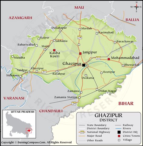 Ghazipur District Map HD, District Map of Ghazipur HD