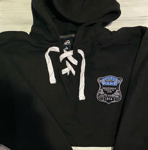 Boston Police Embroidered Hoodie - Etsy