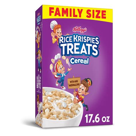 Kellogg's Rice Krispies Treats Breakfast Cereal, Original with Marshmallows, Family Size, 17.6oz ...