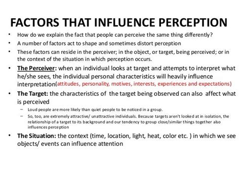 😎 Explain the factors influencing perception. Influences on perception ...