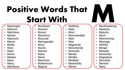 Positive Words That Start With M - GrammarVocab