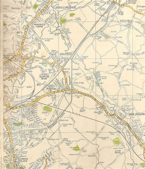 Street plan of Rochdale, Lancashire (eastern area) - c1935 | Rochdale, Lancashire, Rochdale town