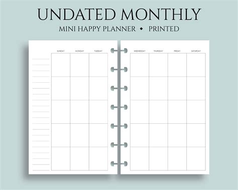 Undated Monthly Calendar, Sunday Start - PT Paper