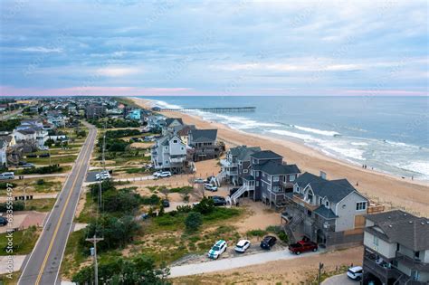 Aerial View of Avon North Carolina Looking Toward the Avon Pier in the Outer Banks with Large ...