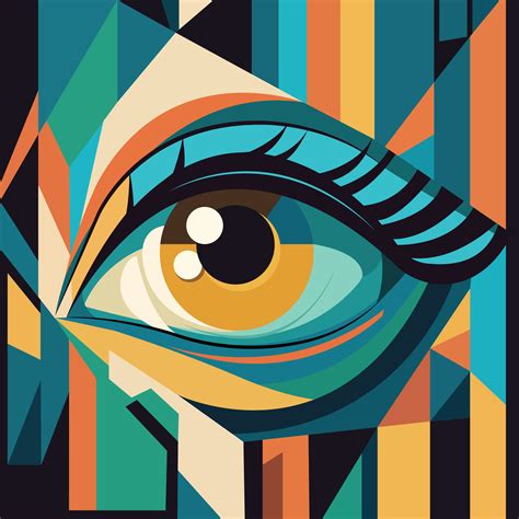 eye in abstract art style, cubic style for poster, banner or background, vector illustration ...