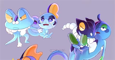 Inteleon, Greninja, Sobble / 💧 . - pixiv