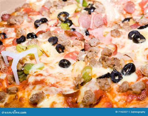 Pizza Macro stock image. Image of italian, mushroom, dinner - 7142337